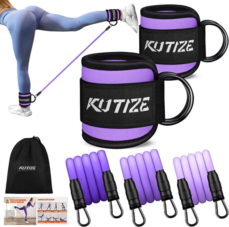 KUTIZE Ankle Resistance Bands with Cuffs for Women & Men - 3-Level Adjustable Leg & Glute Workout Equipment, Portable Home Gym Exercise Bands for Kickbacks, Hip Thrusts, Yoga, Strength Training - Image 1